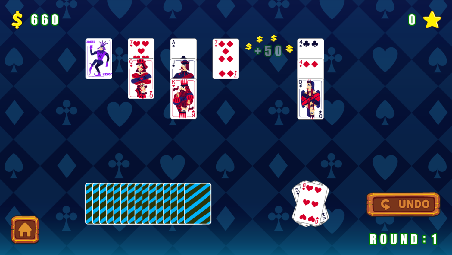 Solitaire Puzzle Game Round Play Screenshot.