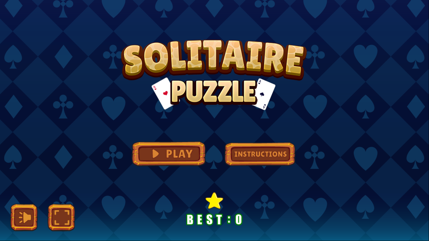 Solitaire Puzzle Game Welcome Screen Screenshot.