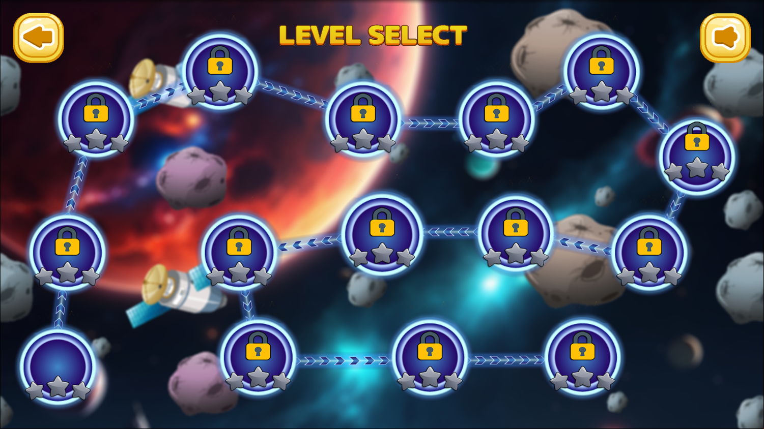 Space Patrol Game Level Select Screenshot.