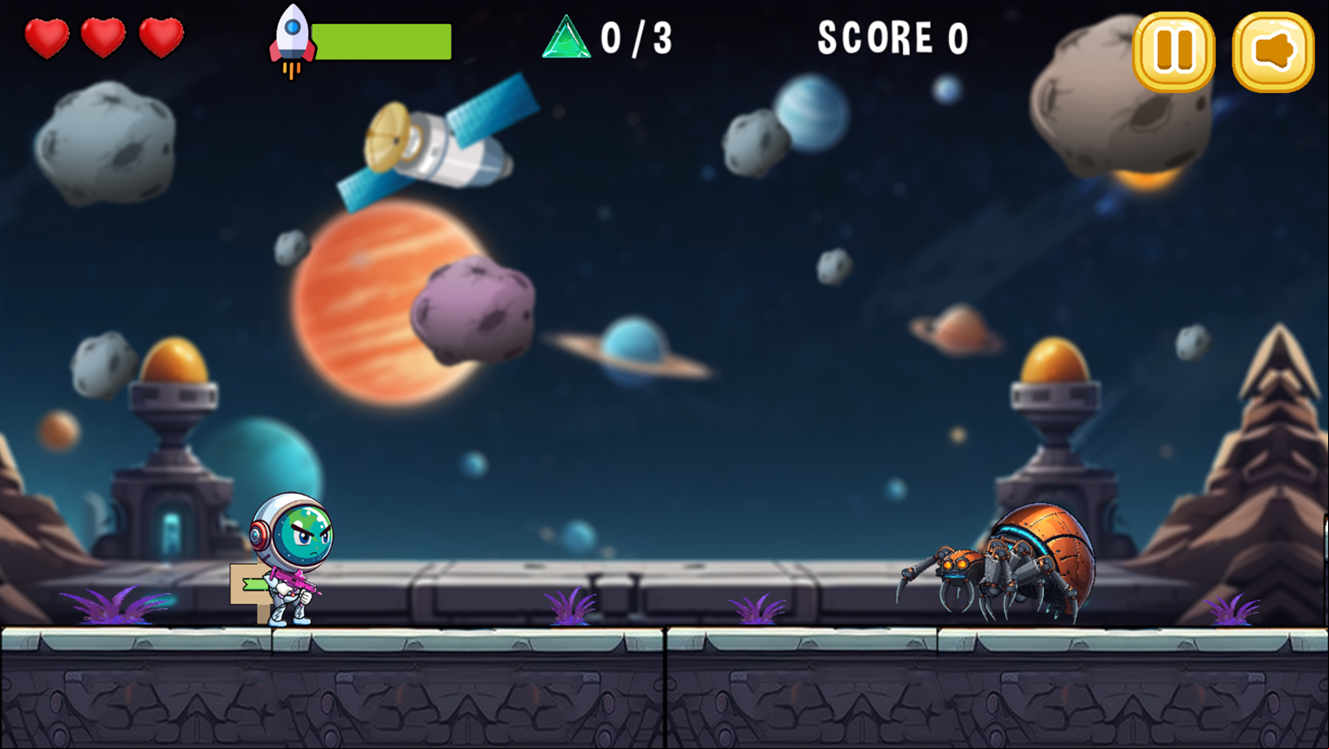 Space Patrol Game Level Start Screenshot.