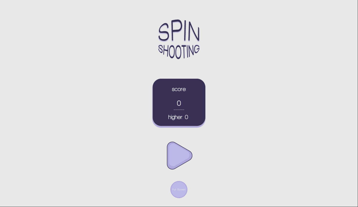 Spin Shooting Game Welcome Screen Screenshot.