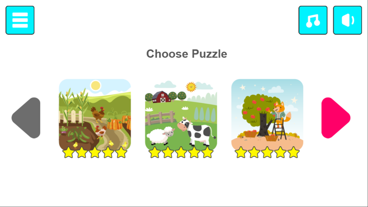 Spot the Difference the Farm Game Level Select Screen Screenshot.
