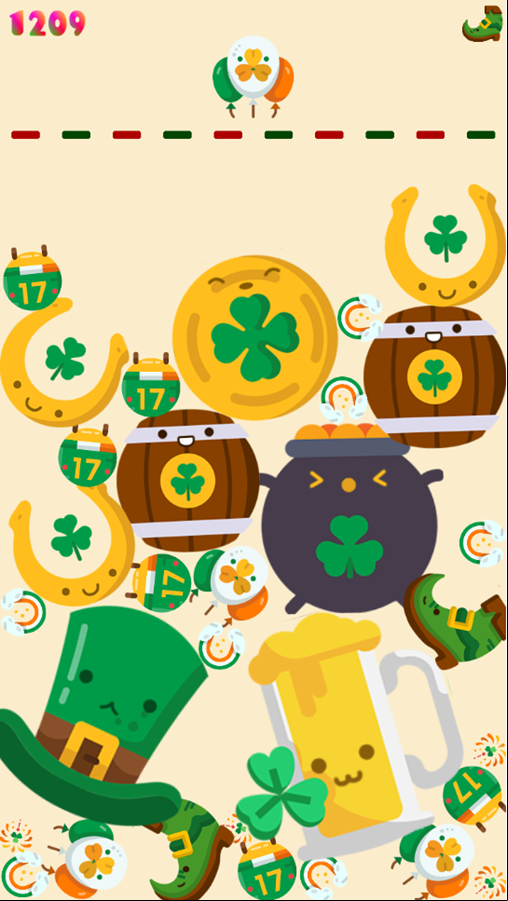 St Patrick's Day Suika Game Challenge Screenshot.