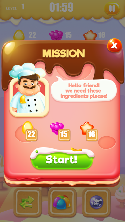 Sweet Mania Game Level Mission Screenshot.