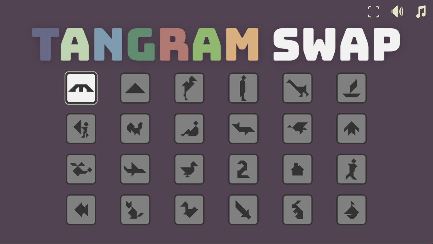 Tangram Swap Game Level Select Screenshot.
