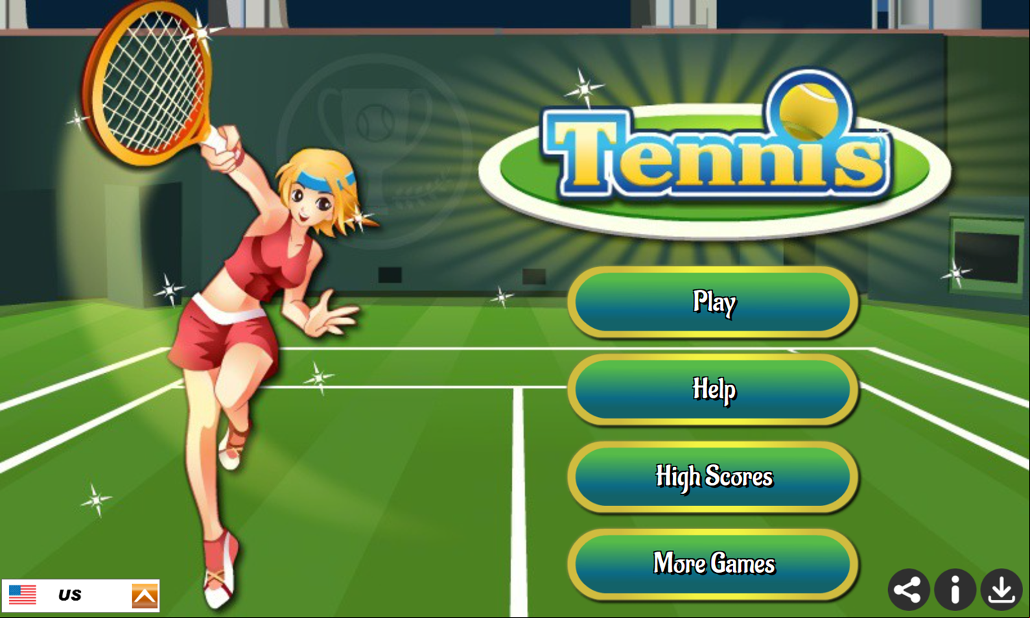Tennis Game Welcome Screen Screenshot.