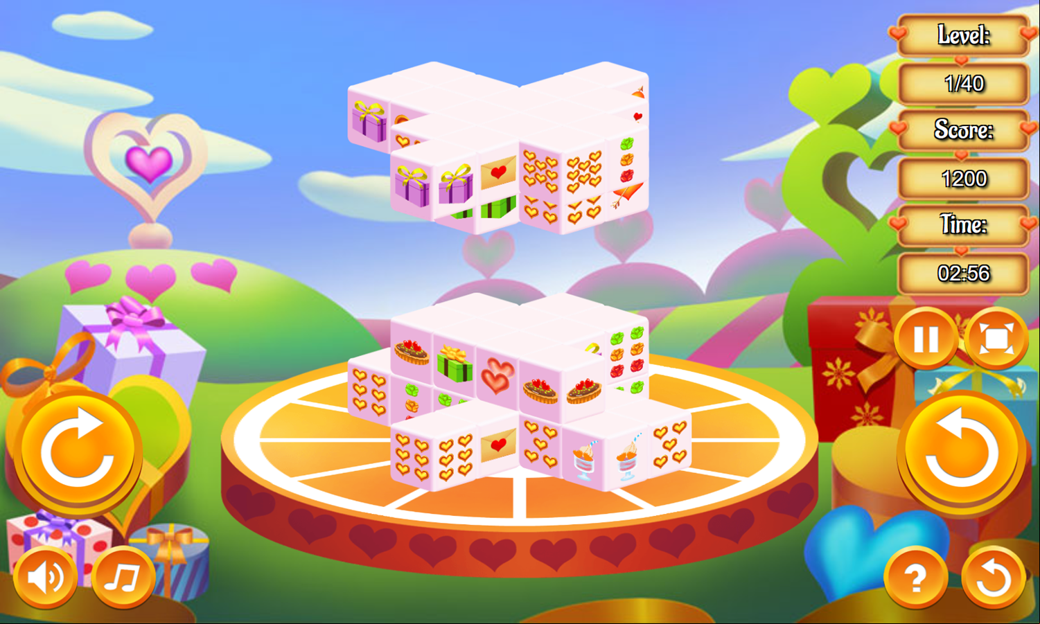 Valentine 3D Mahjong Game Level Play Screenshot.