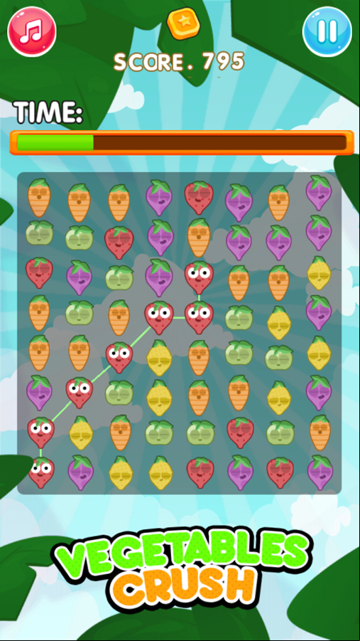 Vegetables Crush Game Level Play Screenshot.