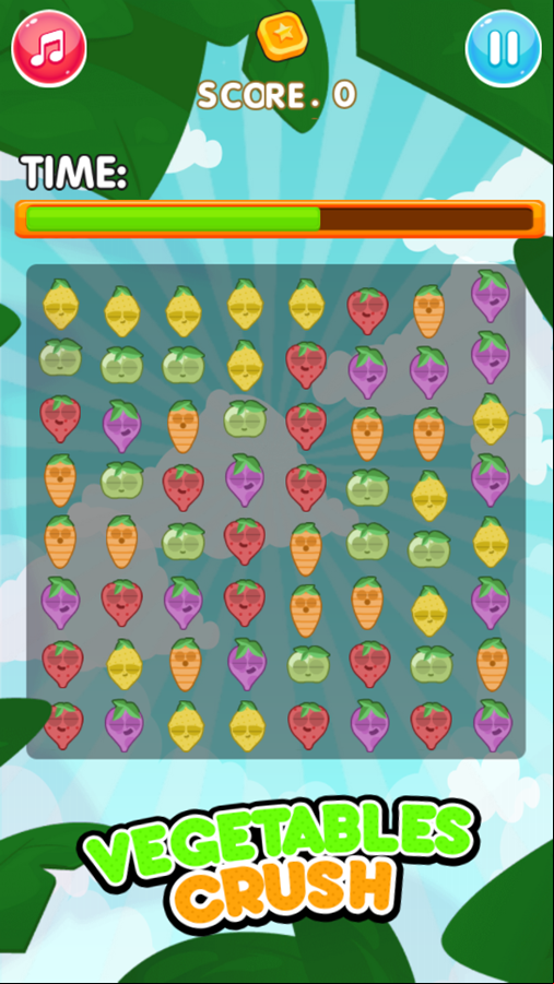 Vegetables Crush Game Level Start Screenshot.