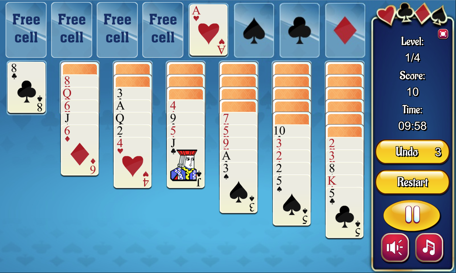 Yukon Freecell Game Screenshot.