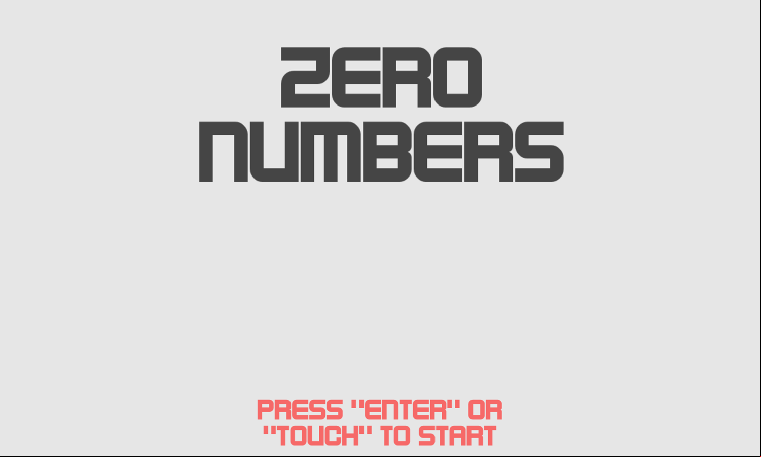 Zero Numbers Game Welcome Screen Screenshot.